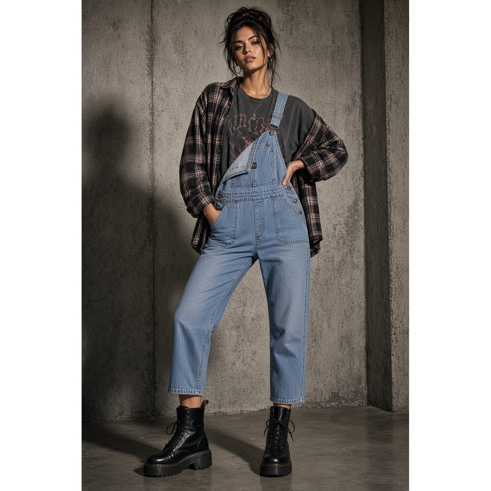 Vtg Unionbay Denim Overalls Women S Ankle Crop 90s Y2K Straight Leg Oversized